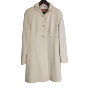 J. Crew Cream Wool Button Front A-Line Coat
